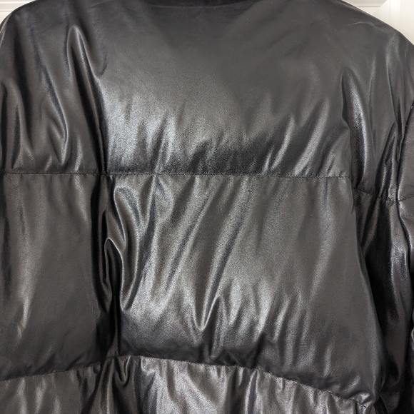 Duck Down Waterfowl Feathers Leather Puffer Jacket - Picture 7 of 9